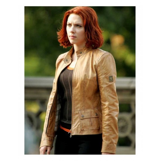 Natasha Romanoff The Avengers Brown Real leather Jacket