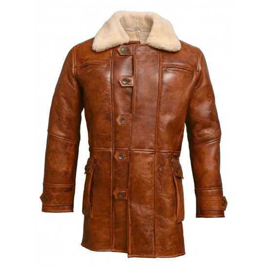 Dark Knight Rises Bane Coat Real Sheepskin Fur Leather Jacket