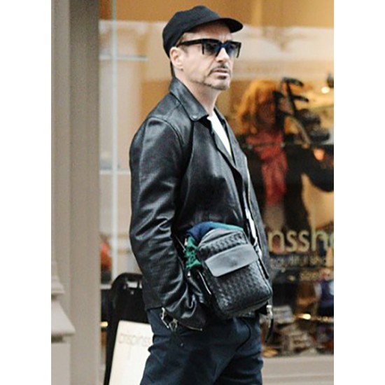 ROBERT DOWNEY JR. BLACK LEATHER JACKET