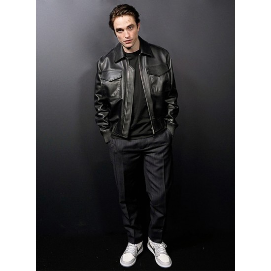 ROBERT PATTINSON 2020 PARIS FASHION SHOW LEATHER JACKET