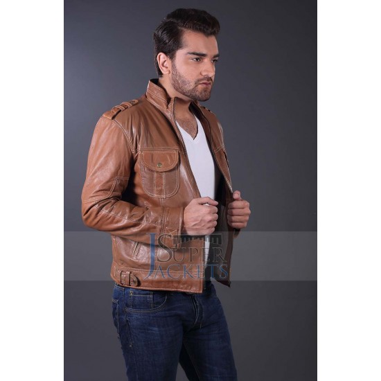 Tan Bomber Classic Rider Jacket