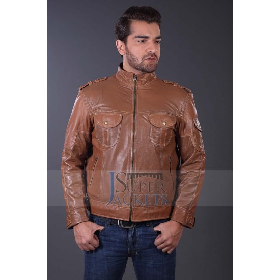 Tan Bomber Classic Rider Jacket