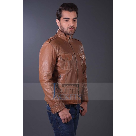 Tan Bomber Classic Rider Jacket