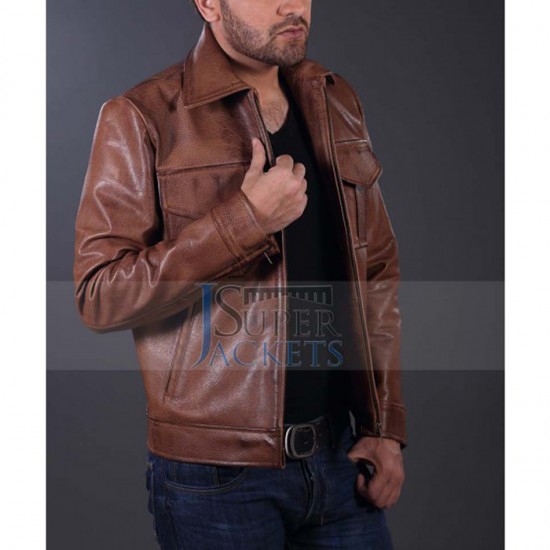 Copper Classic Striped Leather Jacket