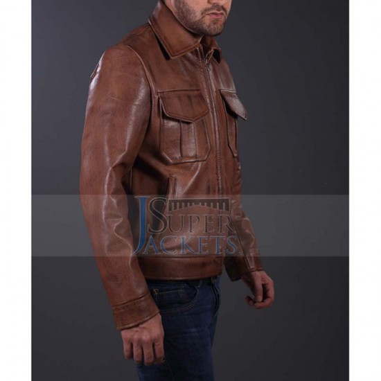 Copper Classic Striped Leather Jacket