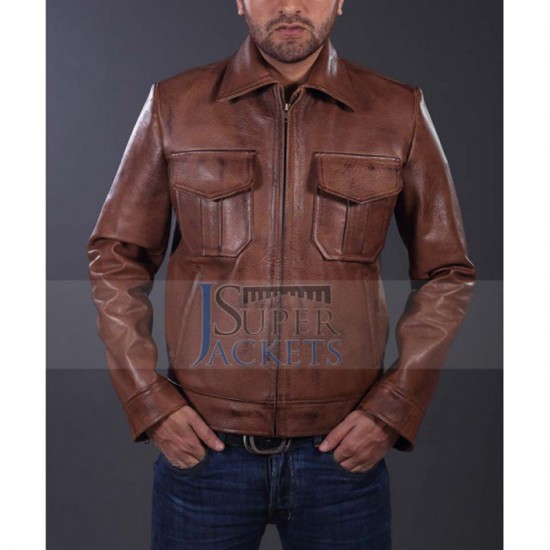 Copper Classic Striped Leather Jacket