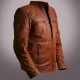 Cafe Racer Classic Cult Waxed Brown Leather Jacket