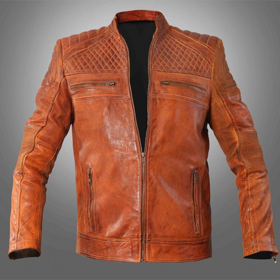 Cafe Racer Classic Cult Waxed Brown Leather Jacket