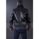 Justin Bieber Hooded Black Bomber Leather Jacket