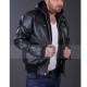 Justin Bieber Hooded Black Bomber Leather Jacket