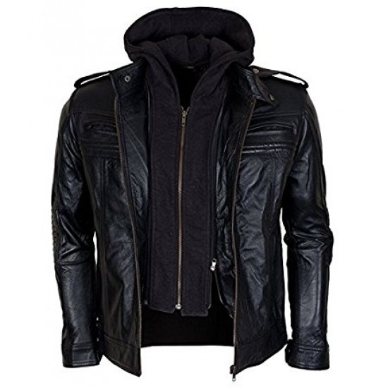 AJ Style Wrestler WWE Men's Black Leather Jacket