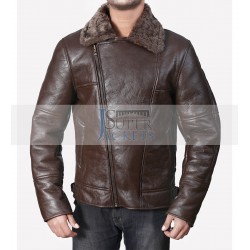 B3 Aviator Bomber Dark Brown Flight Leather Jacket with Sheepskin Shearling