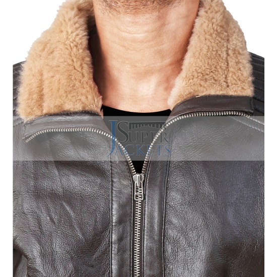 B3 Bomber Submariners Ginger Brown Quilted Leather Jacket with Sheepskin Fur B3 Bomber Submariners Ginger Brown Quilted Leather Jacket with Sheepskin Fur