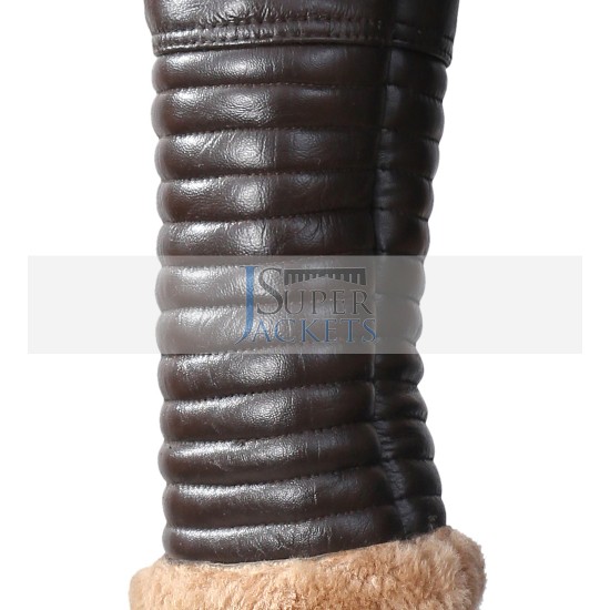 B3 Bomber Submariners Ginger Brown Quilted Leather Jacket with Sheepskin Fur B3 Bomber Submariners Ginger Brown Quilted Leather Jacket with Sheepskin Fur