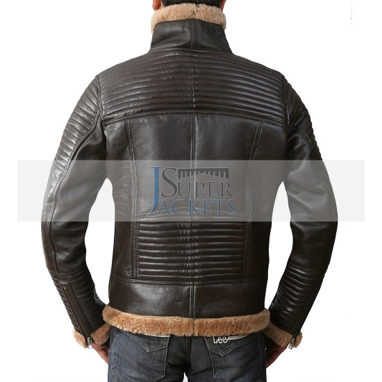 B3 Bomber Submariners Ginger Brown Quilted Leather Jacket with Sheepskin Fur B3 Bomber Submariners Ginger Brown Quilted Leather Jacket with Sheepskin Fur