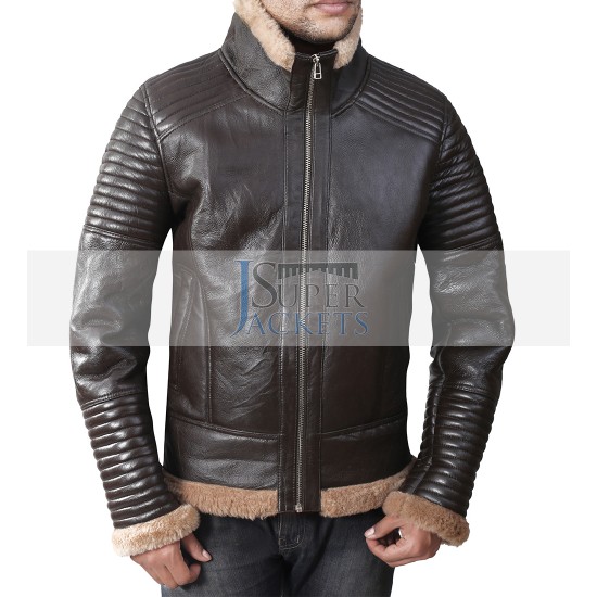 B3 Bomber Submariners Ginger Brown Quilted Leather Jacket with Sheepskin Fur B3 Bomber Submariners Ginger Brown Quilted Leather Jacket with Sheepskin Fur