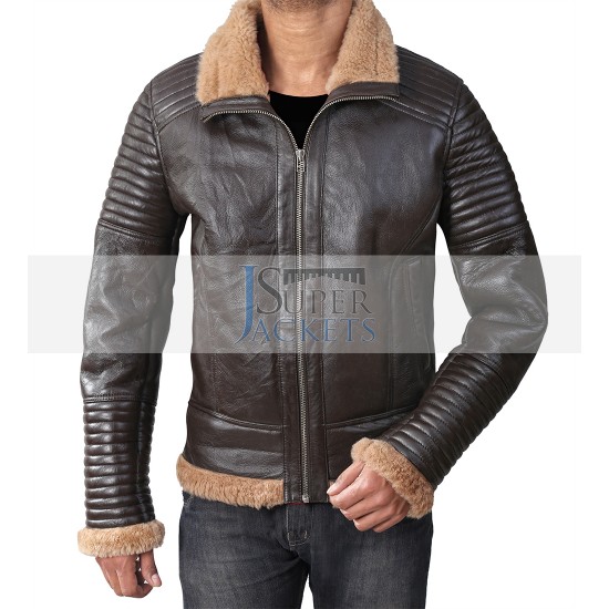 B3 Bomber Submariners Ginger Brown Quilted Leather Jacket with Sheepskin Fur B3 Bomber Submariners Ginger Brown Quilted Leather Jacket with Sheepskin Fur