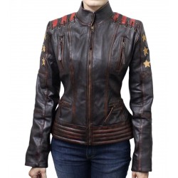 Cafe Racer Vintage Classic Women's OX Blood Waxed Brown Leather Jacket
