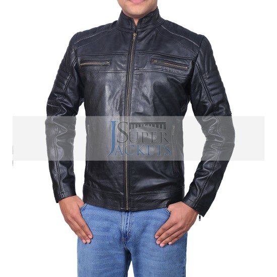Cafe Racer Men's Classic Black Biker Leather Jacket