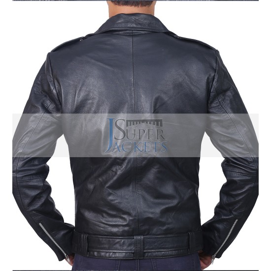 The Walking Dead Negan Jeffery Dean Morgan Black Biker Leather Jacket