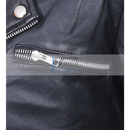 The Walking Dead Negan Jeffery Dean Morgan Black Biker Leather Jacket