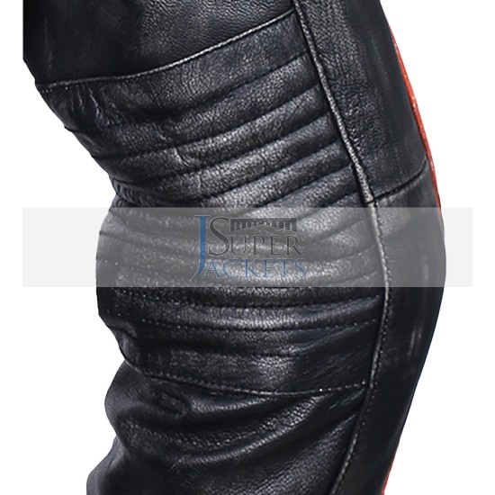 Retro Cafe Racer Classic Motorcycle Double Stripe Distressed Black Leather Jacket