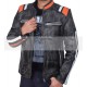 Retro Cafe Racer Classic Motorcycle Double Stripe Distressed Black Leather Jacket