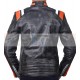 Retro Cafe Racer Classic Motorcycle Double Stripe Distressed Black Leather Jacket