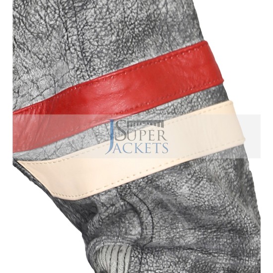 Men's Retro Grey Elephant textured Classic Biker Leather Jacket