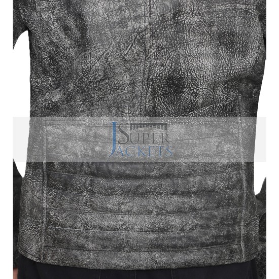 Men's Retro Grey Elephant textured Classic Biker Leather Jacket