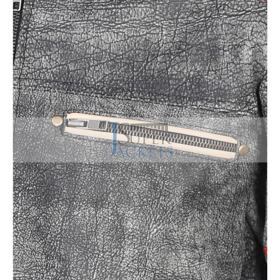 Men's Retro Grey Elephant textured Classic Biker Leather Jacket