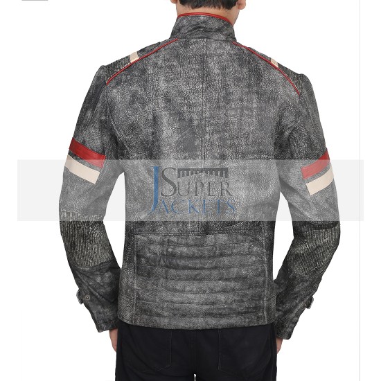 Men's Retro Grey Elephant textured Classic Biker Leather Jacket