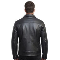 Men’s Black Biker-Look Leather Jacket – Grayson Men’s Black Biker-Look Leather Jacket – Grayson