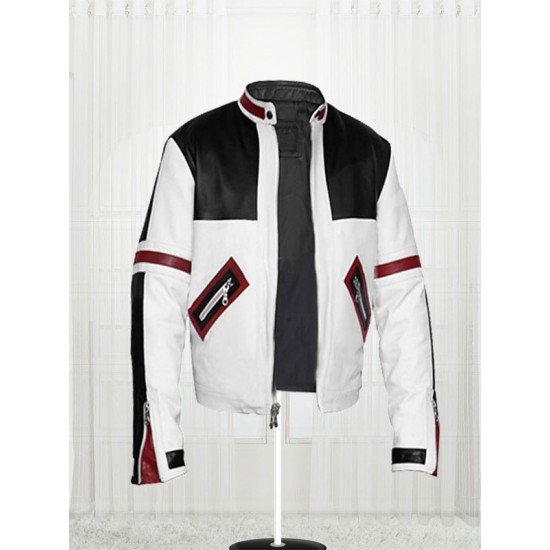 Designers Chaser Box White & Black Motorbike Leather Jacket