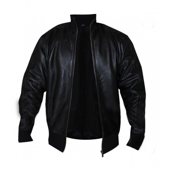 David Beckham Black Bomber Leather Jacket