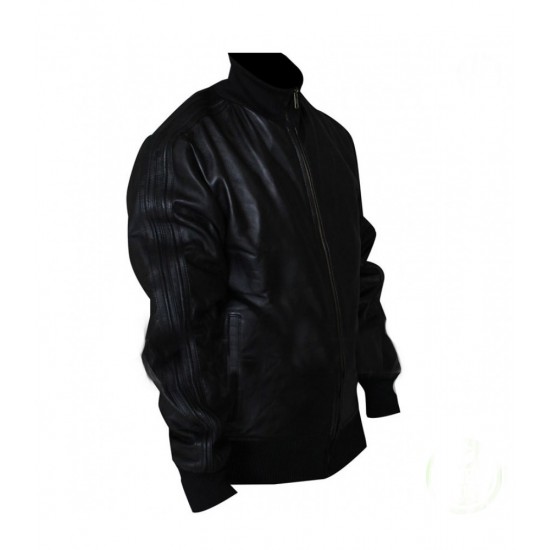 David Beckham Black Bomber Leather Jacket