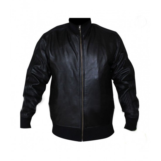 David Beckham Black Bomber Leather Jacket