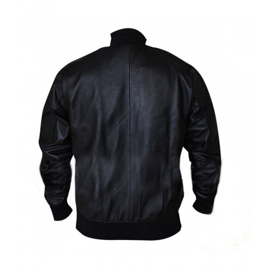 David Beckham Black Bomber Leather Jacket