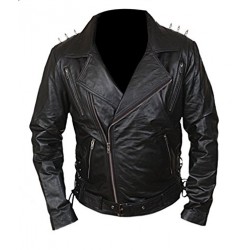 Ghost Rider Biker Metal Spikes Synthetic Leather Jacket