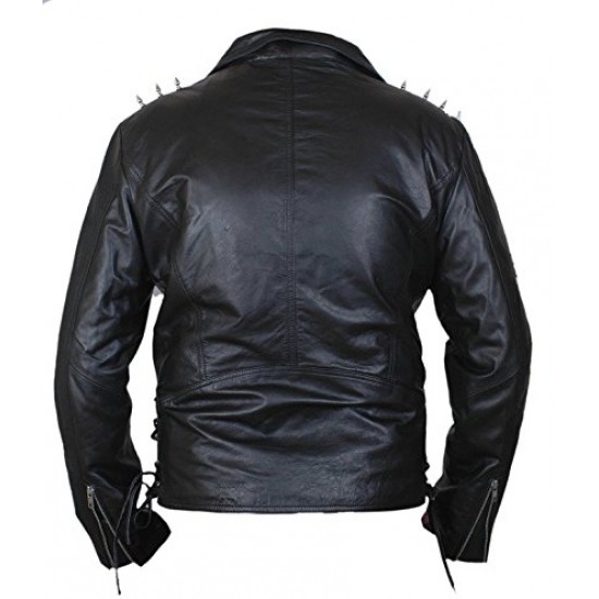 Ghost Rider Biker Metal Spikes Synthetic Leather Jacket