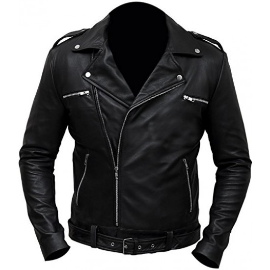 Negan Walking Dead S7 Jeffrey Dean Morgan Black Leather Jacket