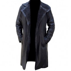 Blade Runner 2049 Ryan Gosling Officer K Black Fur Leather Coat