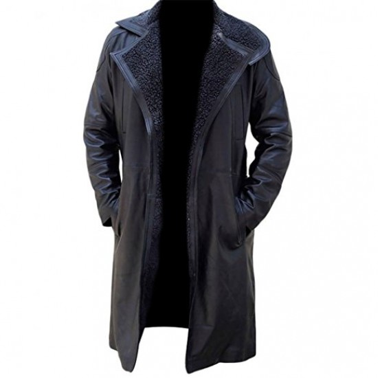 Blade Runner 2049 Ryan Gosling Officer K Black Fur Leather Coat