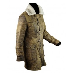 Dark Knight Rises Bane Crocodile Buffing Distressed Brown Fur Leather Coat