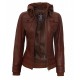 Tralee Brown Bomber Leather Jacket With Detachable Hood Tralee Brown Bomber Leather Jacket With Detachable Hood