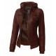 Tralee Brown Bomber Leather Jacket With Detachable Hood Tralee Brown Bomber Leather Jacket With Detachable Hood