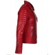 Men's Red Slim Fit Quilted Biker Leather Jacket Men's Red Slim Fit Quilted Biker Leather Jacket