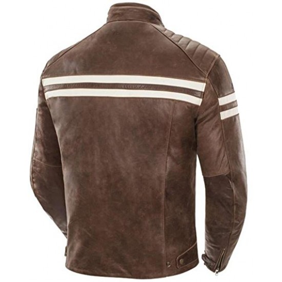 Men's Vintage Distressed Brown Motorcycle Leather Jacket 
