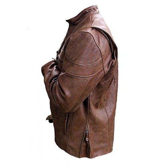 Men's Cow Hide Cafe Racer Unique Retro Brown Motorcycle Jacket 