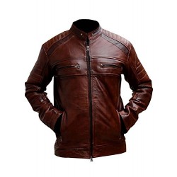 Men's Cow Hide Cafe Racer Unique Retro Brown Motorcycle Jacket 